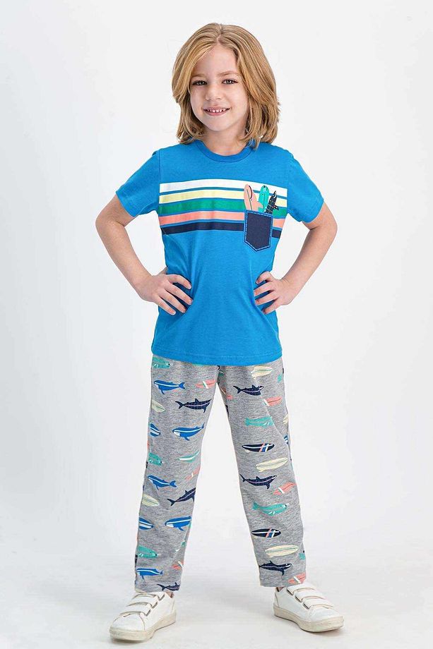 Sharks Cobalt Erkek Çocuk Pijama Takımı - 1