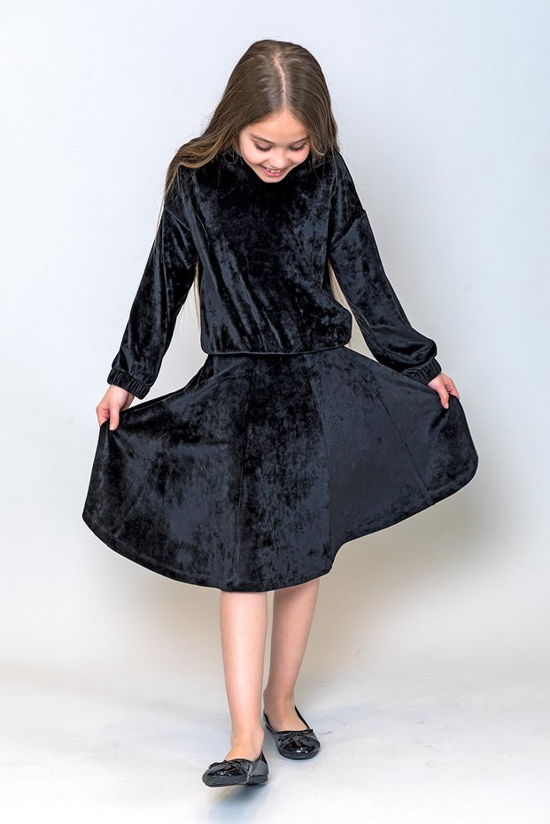 Girl's Velvet Skirt with Flounces