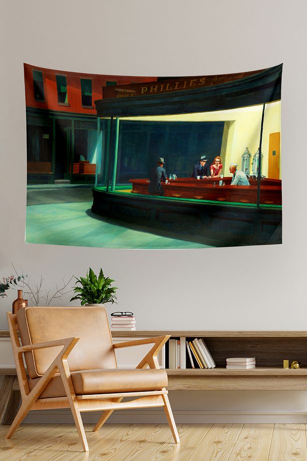 Edward Hopper Nighthawks Gece Kuşları Duvar Örtüsü Halısı - 1