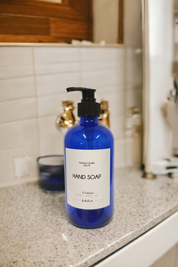 Blue Glass Liquid Hand Soap Dispenser