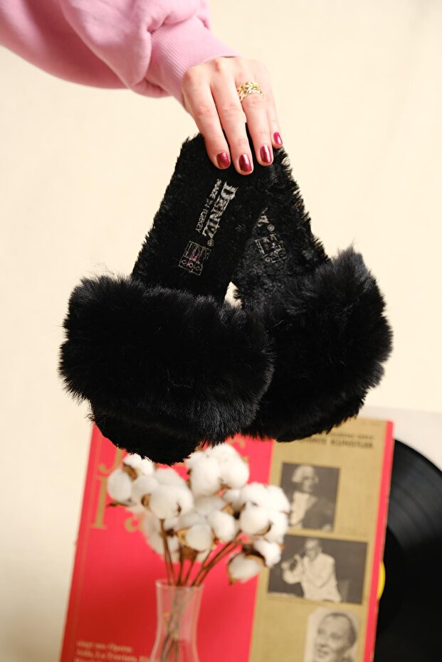 Puszyste damskie kapcie domowe Dnz Blunt Toe Futrzane kapcie - 4