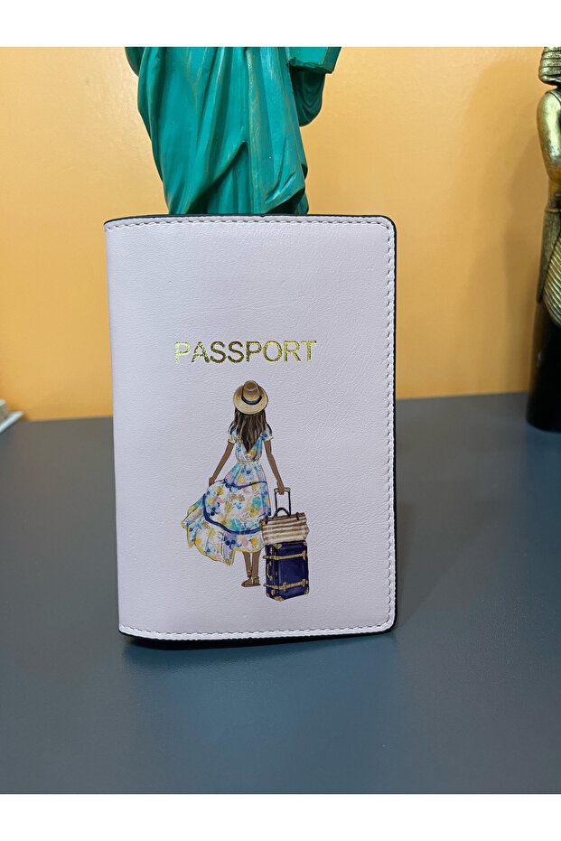 Cartoon themed leather passport cover