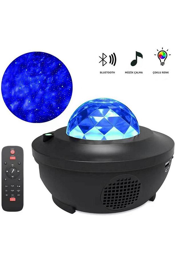 Starry Projektör Bluetooth Usb Hoparlör Lazer Işıklı Sese Duyarlı Renkli Disko Parti Lambası - 1