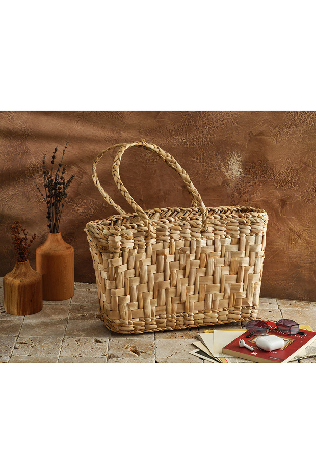 Hasır El Örgü Orta Boy Çanta - 1