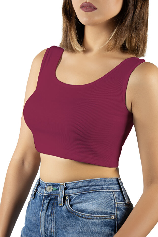 قميص داخلي قصير بحزام عريض باللون الفوشيا - 2