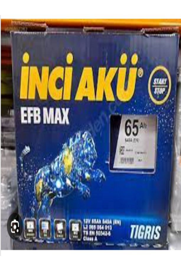 Inci Efb Max Tigris 12v 65 Amper Alçak Tip Efb (START-STOP) Akü.!! Yeni-güncel Üretim.!! - 2