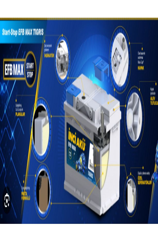 Inci Efb Max Tigris 12v 65 Amper Alçak Tip Efb (START-STOP) Akü.!! Yeni-güncel Üretim.!! - 4