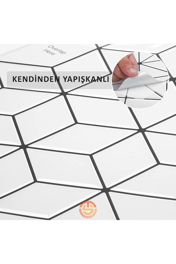 1adet 3d Kendinden Yapışkanlı 30cm×30cm Kaplama Prizma Beyaz Pvc Duvar Mutfak Banyo - 2