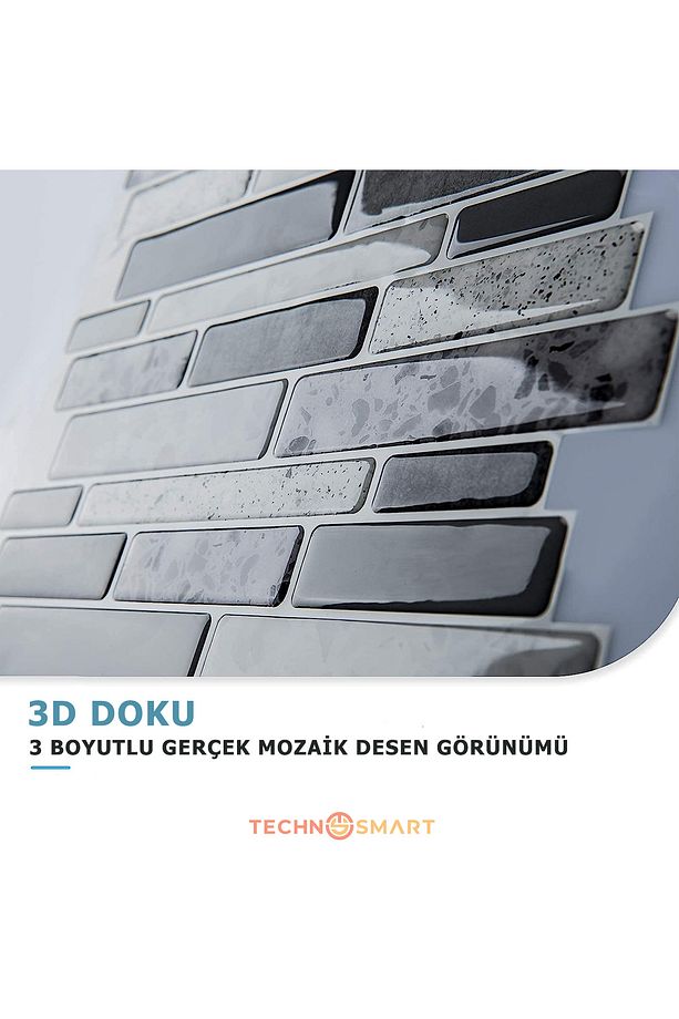 1adet 3d Kendinden Yapışkanlı 30cm×30cm Kaplama Mozaik Görünüm Duvar Sticker Mutfak - 3