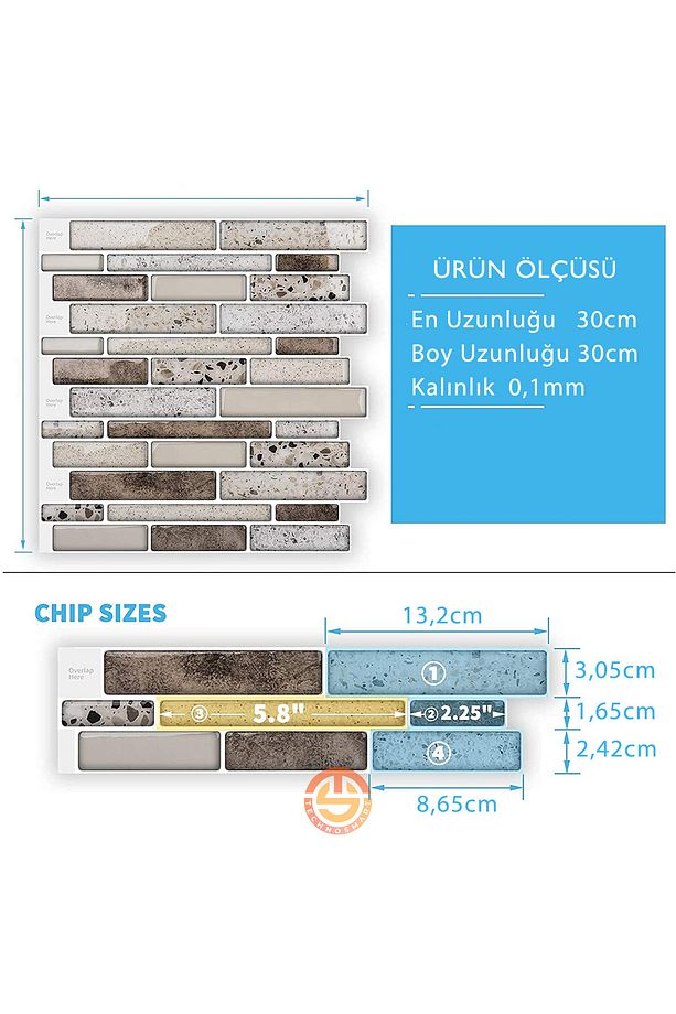 1adet 3d Kendinden Yapışkanlı 30cm×30cm Kaplama Mozaik Görünüm Pvc Duvar Sticker Mutfak - 6