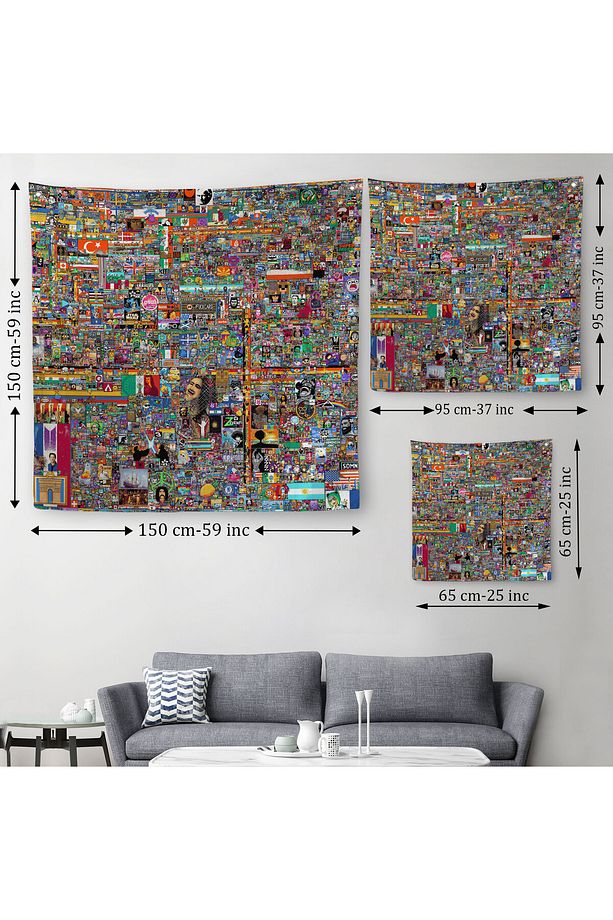 Reddit R/place Kanvas Duvar Örtüsü Halısı Elraenn Twitch Duvar Örtüsü Reddit Savunma Hattı -5173 - 3