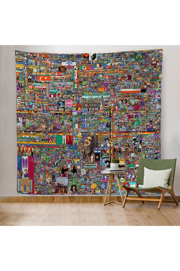 Reddit R/place Kanvas Duvar Örtüsü Halısı Elraenn Twitch Duvar Örtüsü Reddit Savunma Hattı -5173 - 6