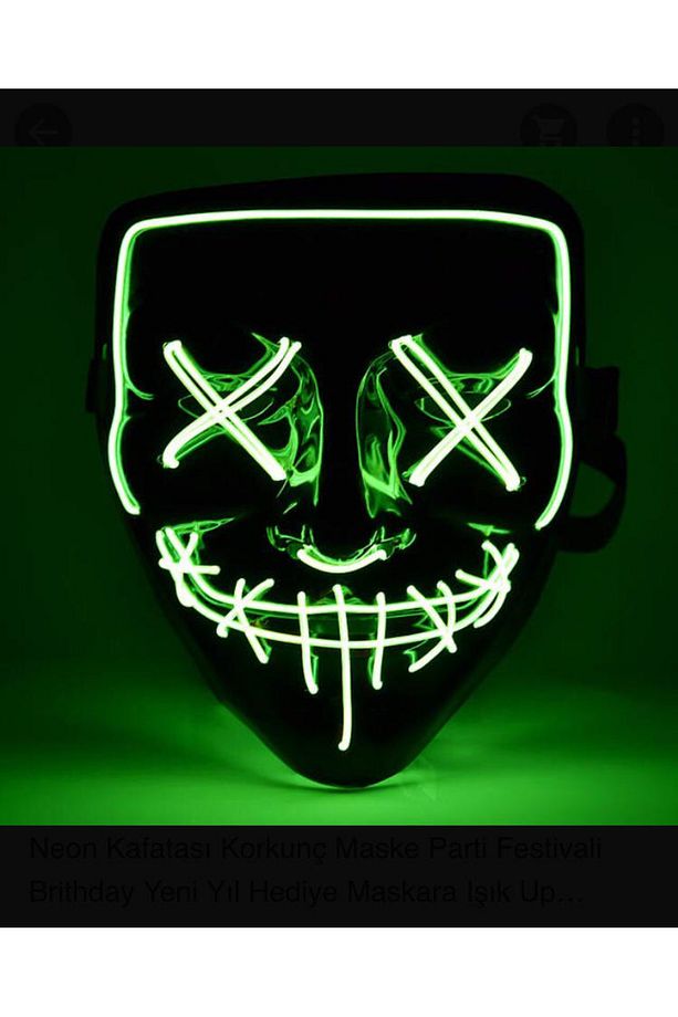 Hallowen Led Işıklı Neon Maske 3 Modlu Parti Eğlence Yılbaşı Maskesi Yeşil - 3