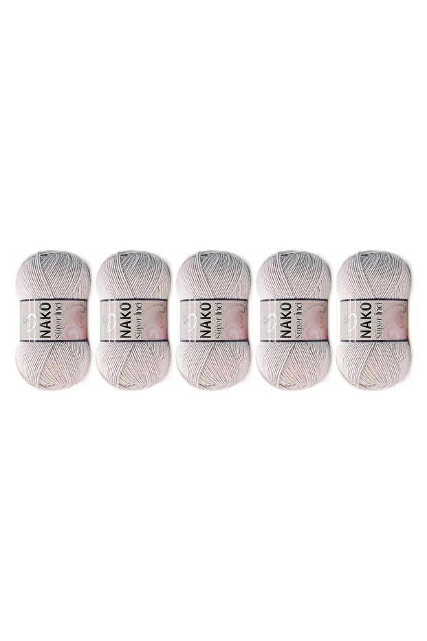 Super Pearl Hand Knitting Yarn 100 Gr 5 Pcs Color: 3079 Pink Gray