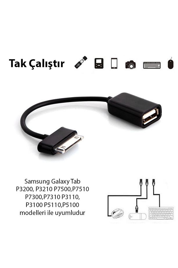 Galaxy Tab P3200, P3210 P7500,P7510,P7300,P7310 P3110, P3100 P5110,P5100 Usb Otg Kablo RZ - 2