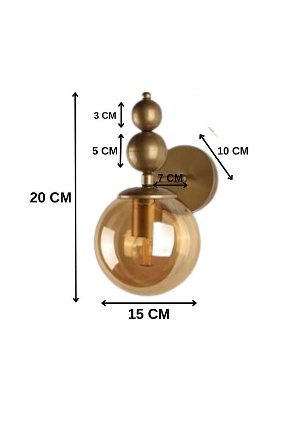 Venüs Tekli Aplik Eskitme Model - Hakiki Bal Cam - Modern Aplik - Yatak Odası-Salon-Mutfak-Hol - 3