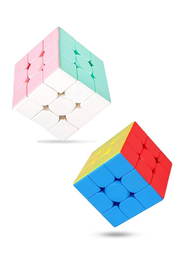 2 adet Speed Cupe Küp Zeka Küpü 3x3 Hız Küpü,Fidget Oyuncak Seyahat Zeka Oyunu Canlı ve Pastel - 1