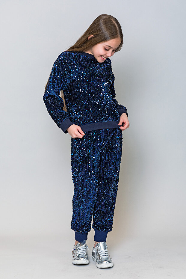 Kız Çocuk Pullu Jogger Pantolon - 1