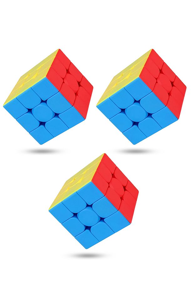 3 adet Speed Cupe Küp Zeka Küpü 3x3 Canlı Renkler Hız Küpü,Fidget Oyuncak Seyahat Zeka Oyunu - 1