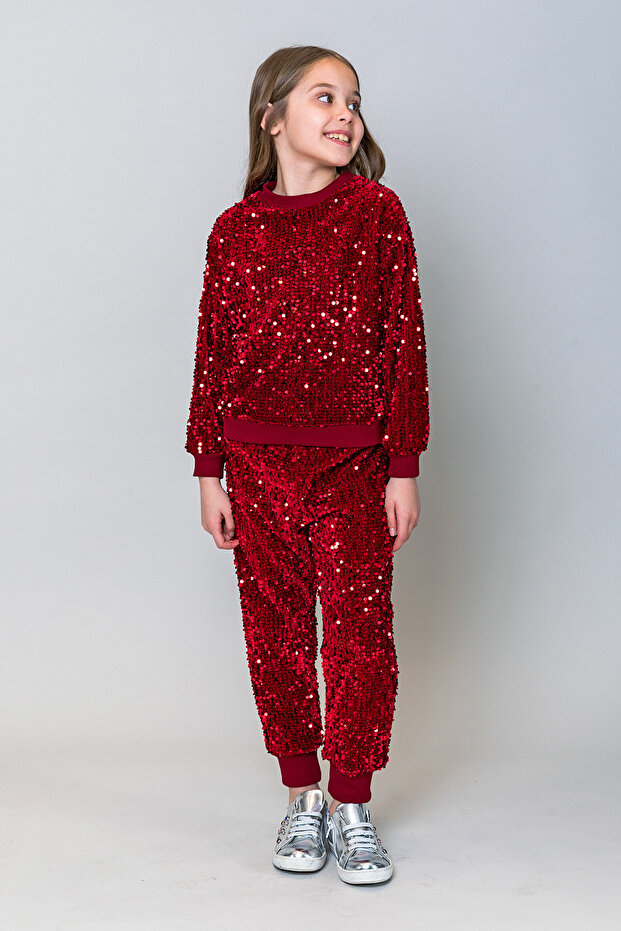 Kız Çocuk Pullu Jogger Pantolon - 2