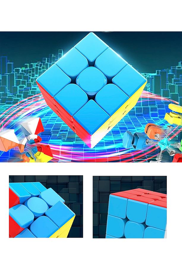 2 adet Speed Cupe Küp Zeka Küpü 3x3 Hız Küpü,Fidget Oyuncak Seyahat Zeka Oyunu Canlı ve Pastel - 5