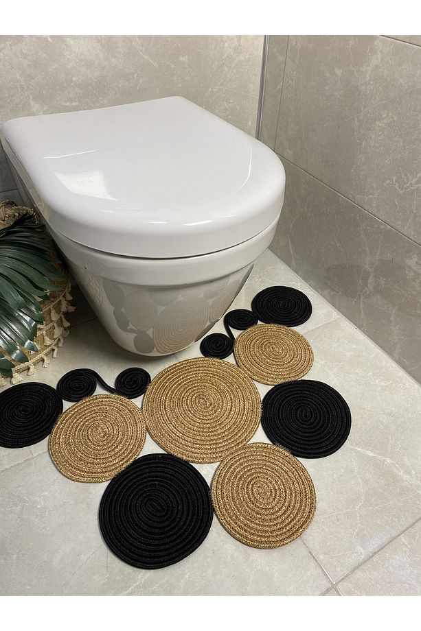 Sakura Jüt, Hasır, Paspas, Banyo Paspası, Klozet Önü Paspası, Klozet Paspas, Çift Taraflı - 5