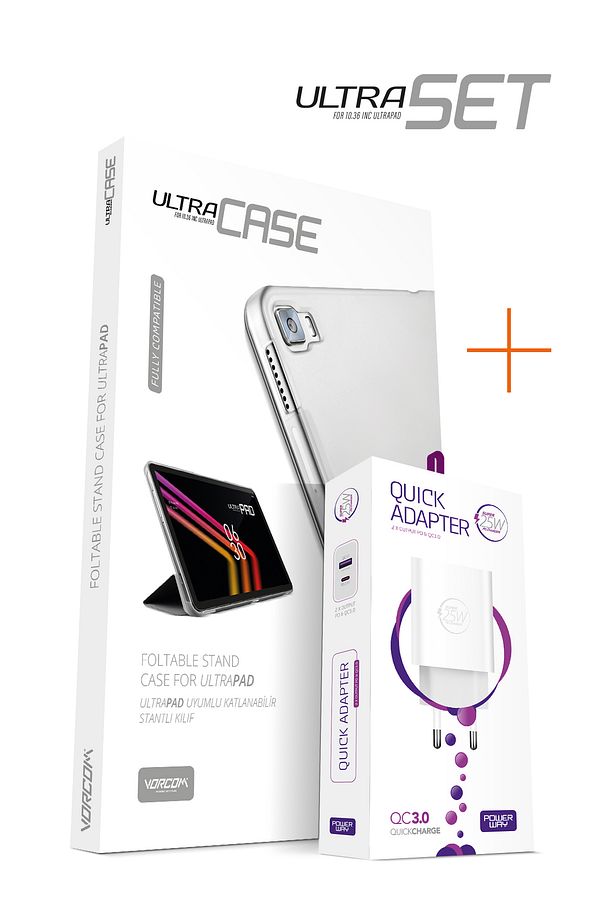 Ultraset Ultrapad Tablet Için Kapaklı Şeffaf Kılıf Ve Hw25 Şarj Adaptörü - 1