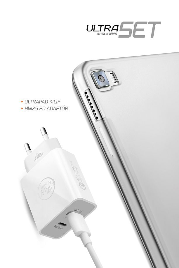 Ultraset Ultrapad Tablet Için Kapaklı Şeffaf Kılıf Ve Hw25 Şarj Adaptörü - 4
