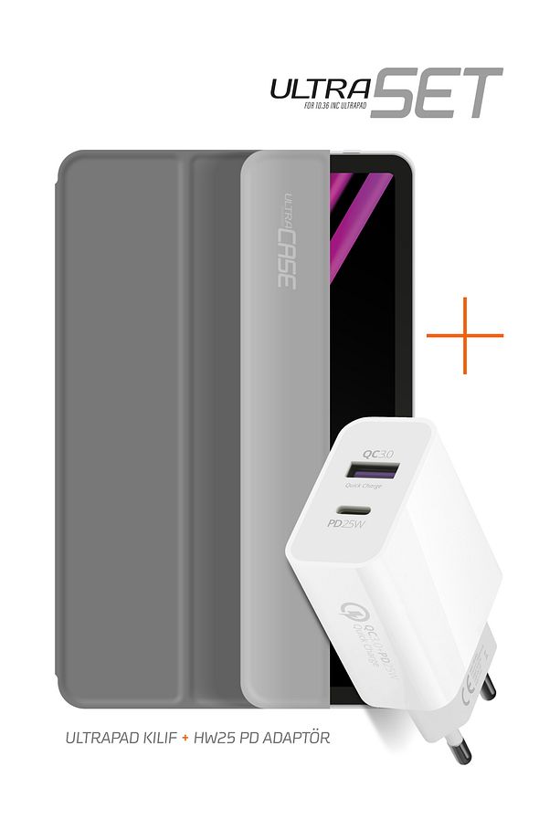 Ultraset Ultrapad Tablet Için Kapaklı Şeffaf Kılıf Ve Hw25 Şarj Adaptörü - 3