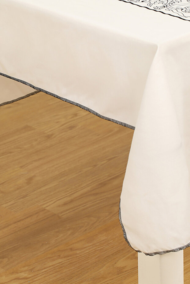 Hand Printed Panel Pattern Tablecloth Cotton - 2