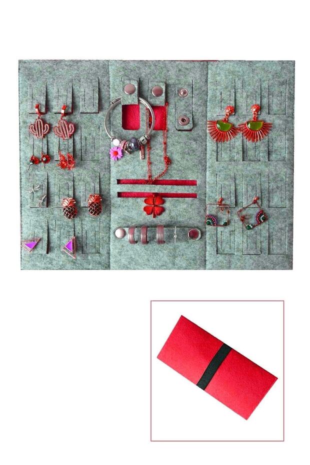 Foldable Travel Jewelry Case Wallet Organizer Organizer Red
