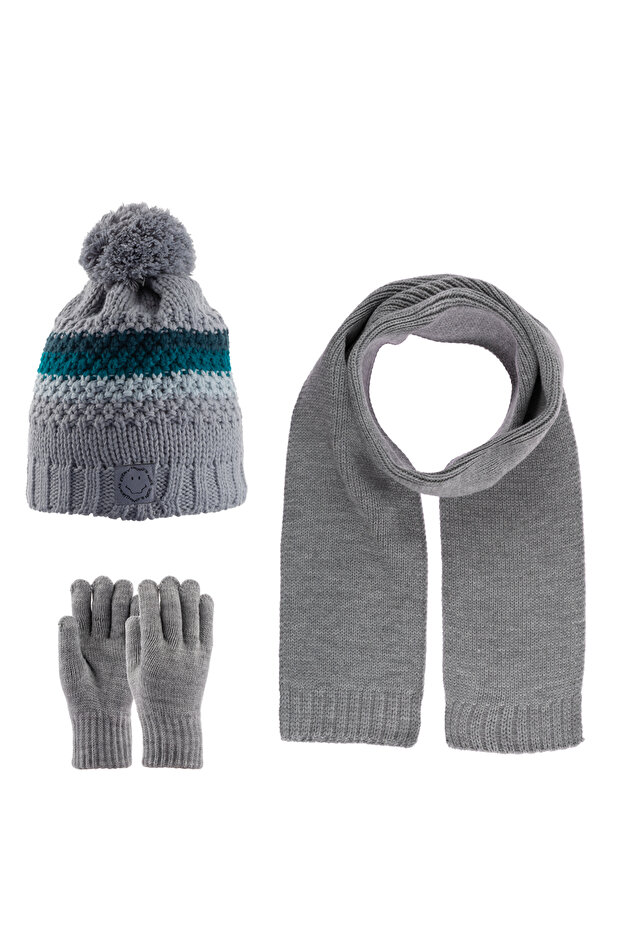 KITTI Boy's Scarf Beanie Gloves Set 3 Pieces with Fleece Inside 9-15 years old (180-08)