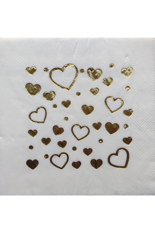 White Gold Double Layer Gilded Luxury Napkin with Heart Pattern 16 Pieces