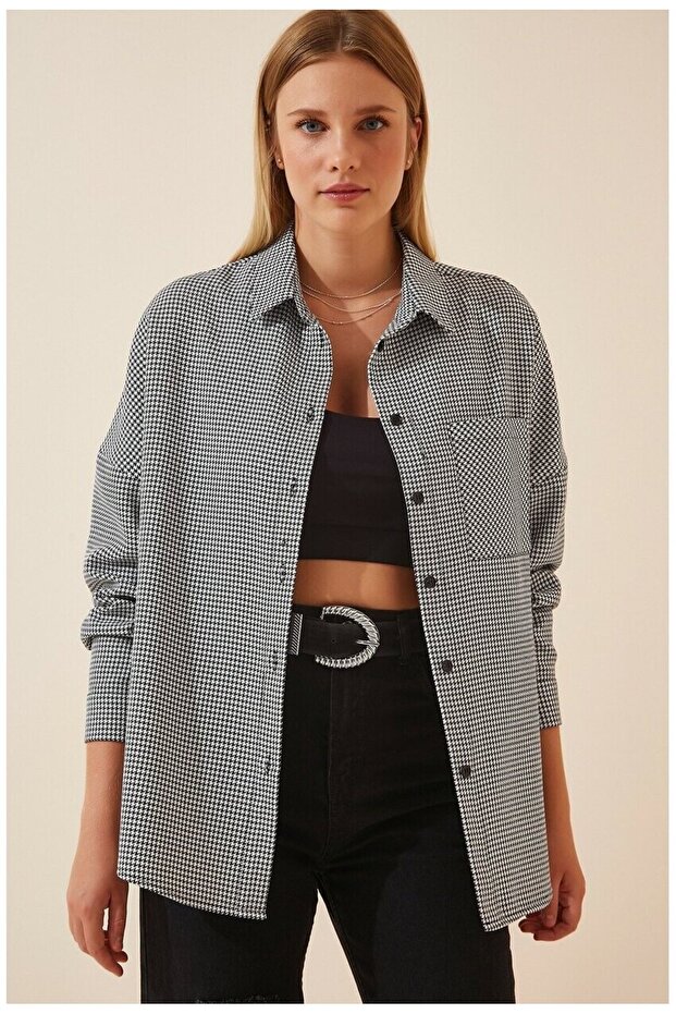 Kazayağı Oversize Gömlek - 1