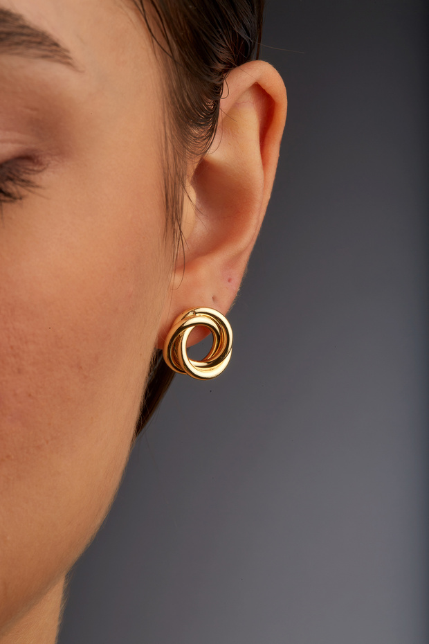 Elegans Women's Button Gold Color Earrings