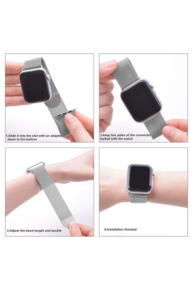 Apple Watch Series 9 41mm Milanese Loop Kordon Siyah - 5