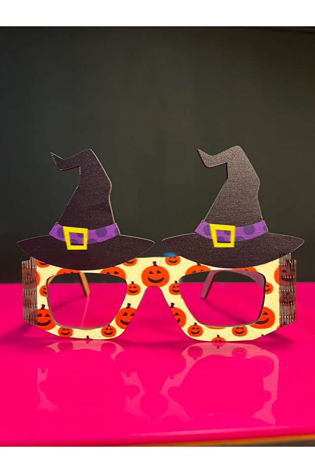 Halloween Witch Hat Model Wooden Party Glasses Halloween Glasses