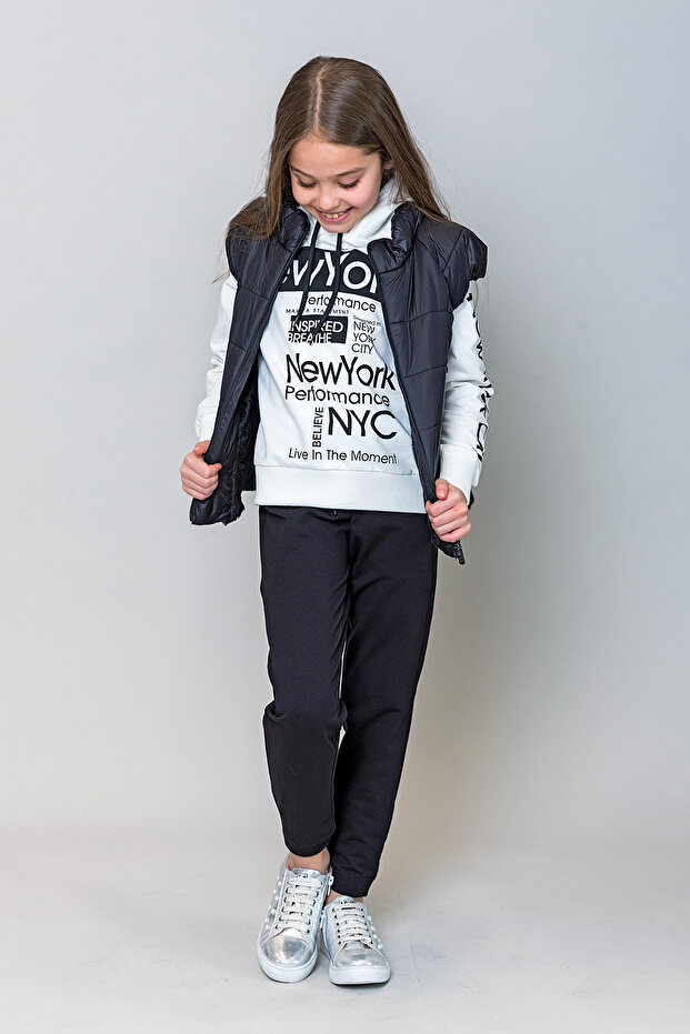 Girl's Glitter Stripe Detailed Sweatpants