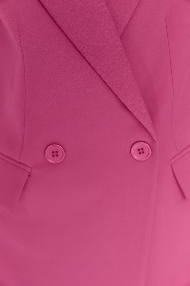 Fuksja Regularna podszewka Dwurzędowa marynarka z tkaniny zapinana na guziki TWOSS20CE0059 - 4