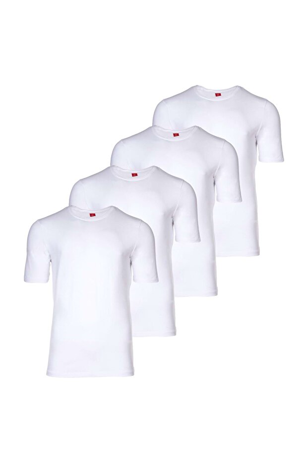 Herren T-Shirt, 4er Pack - Basic, Rundhals, einfarbig - 1