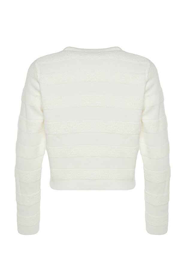 Ecru Bunda s výstrihom Vzhľad Pletený Cardigan TWOAW24HI00337 - 8