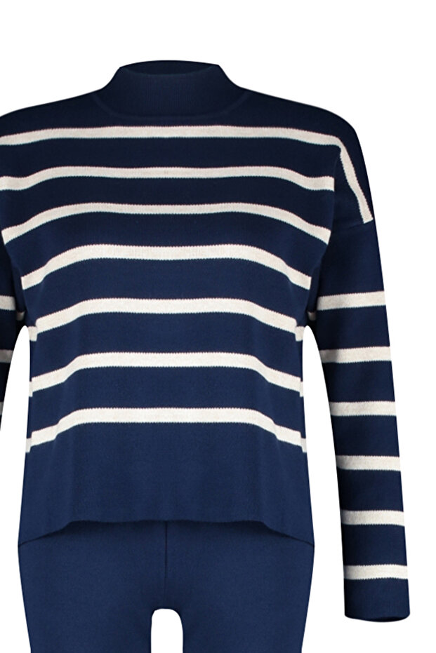 Sada proužkovaného úpletu v námořnické modré - spodní a horní TWOAW24AU00045 - 7