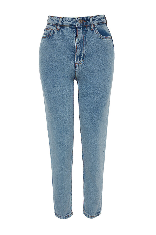 Indigo Yüksek Bel Mom %100 Pamuk Non-Stretch Jeans TWOSS23JE00067 - 7