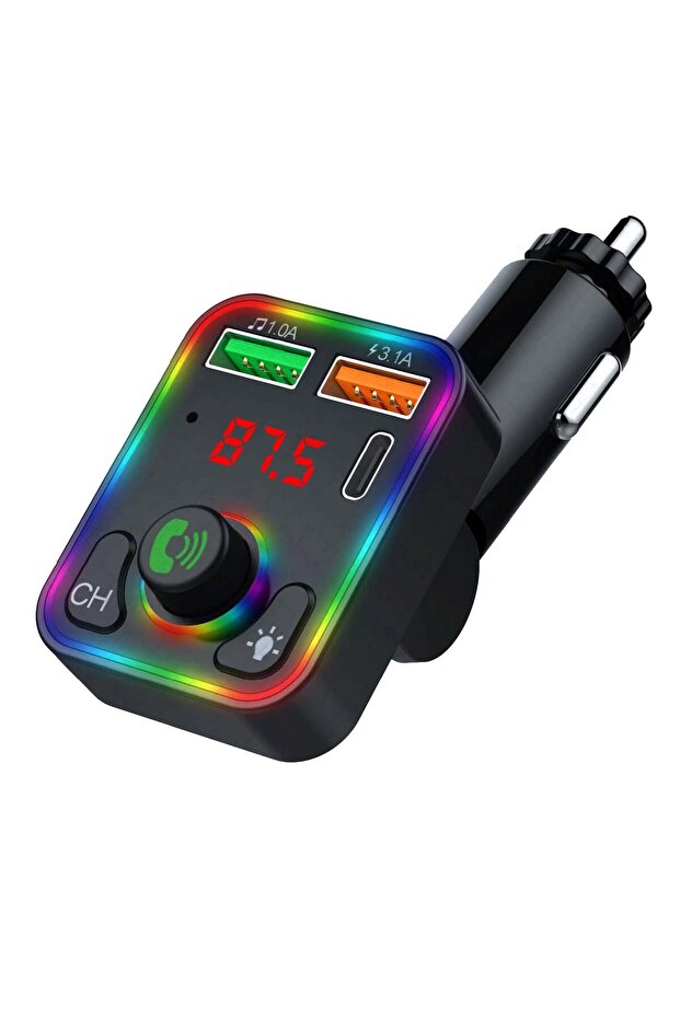 C618 Rgb Işıklı PD 18 + QC 3.1A Şarj Oynar Başlıklı Bluetooth 5.1V Fm Transmitter - 1