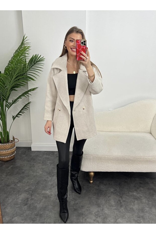 PŁASZCZ Z WZOREM W JODEŁKĘ - 4