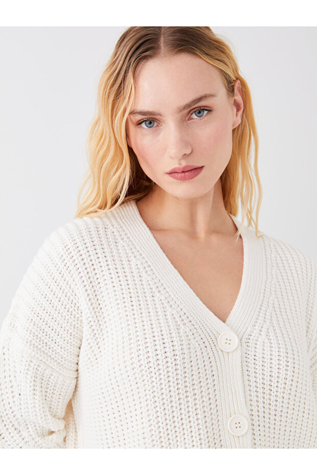 Long Sleeve V-Neck Oversize Knitwear Women's Cardigan