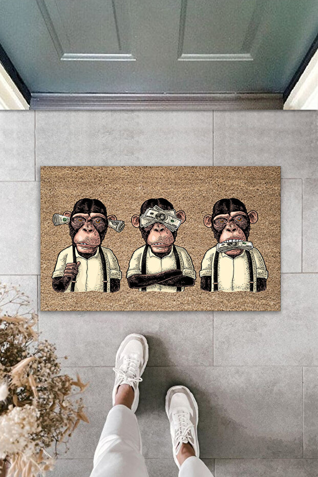 Three Monkeys Decorative Interior and Exterior Door Mat 70X45 cm