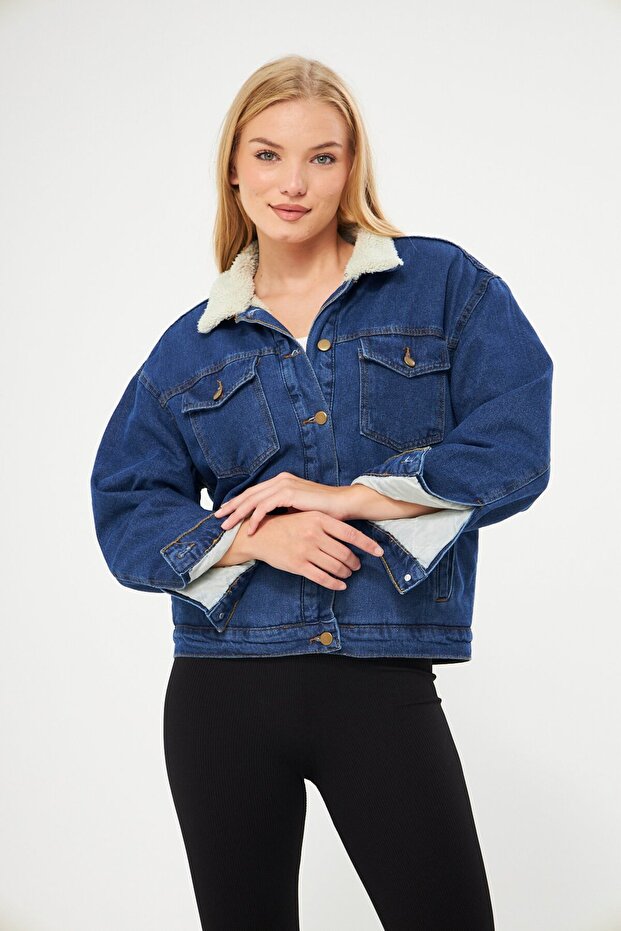 سترة الدنيم مبطنة بالفراء - 4