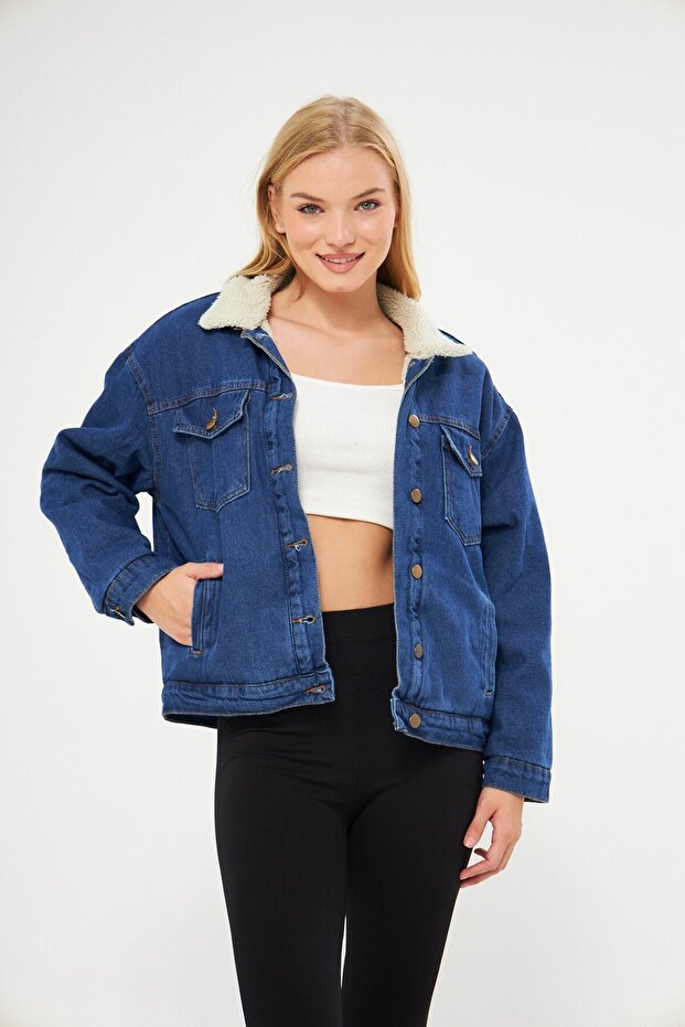 سترة الدنيم مبطنة بالفراء - 3