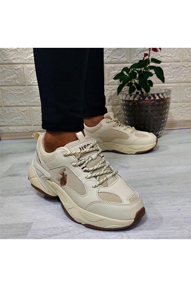 U.S.Polo Maybe Beige Thick Sole Women's Sports Shoes with Inner Lining
